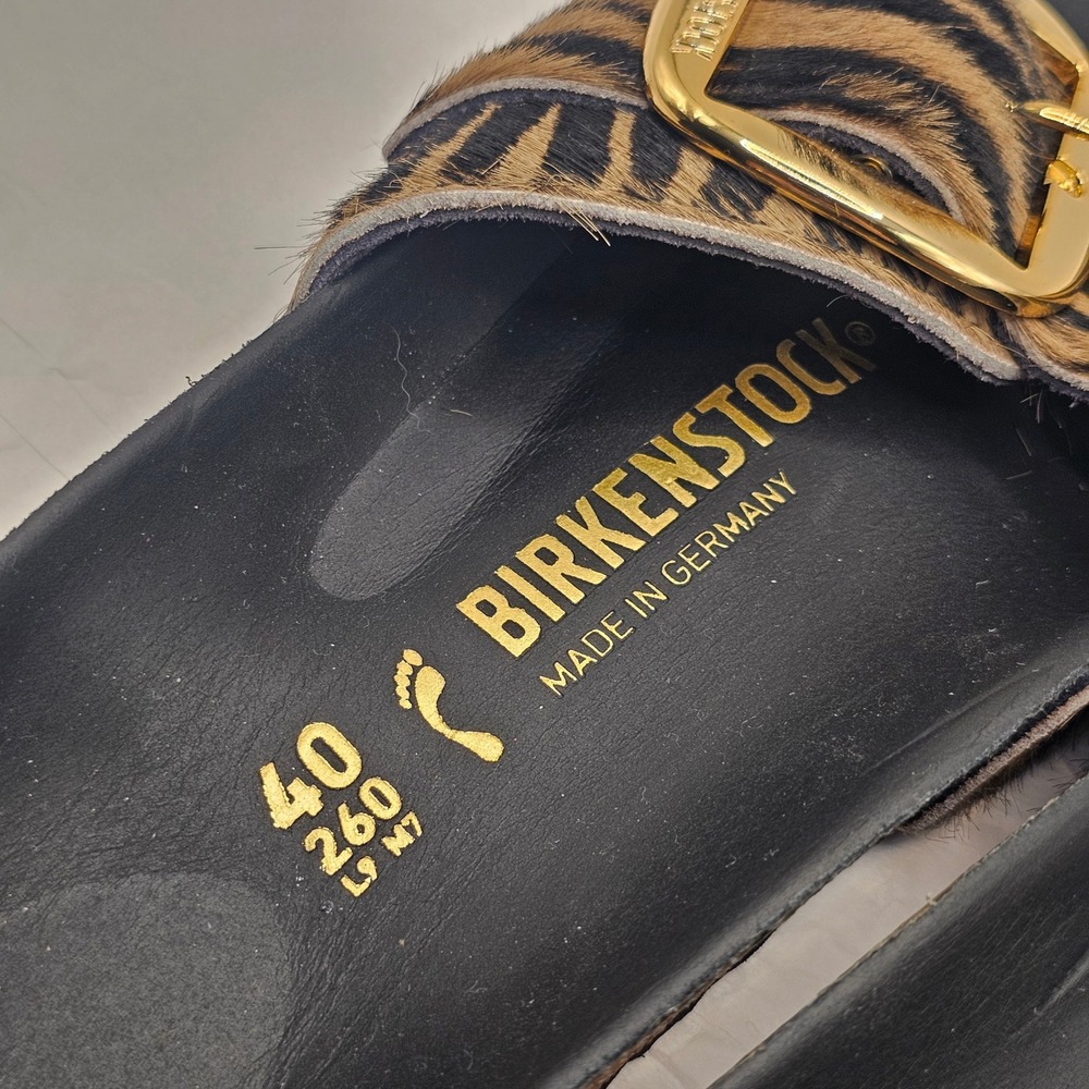 Birkenstock Madrid Big Buckle Slide 40/ 9N Cowhide Safari Zebra Tiger Maximalist - Picture 5 of 10